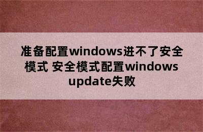 准备配置windows进不了安全模式 安全模式配置windowsupdate失败